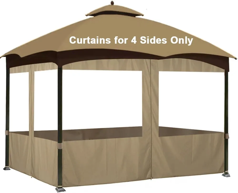 SCOCANOPY 10' x 12' Clear Window Gazebo Privacy Curtain Set for Lowe's Allen Roth 10X12 Gazebo Model #GF-12S004B-1 / GF-12S004BTO/ TPGAZ17-002,(Beige)