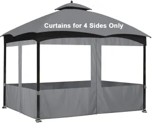 SCOCANOPY 10' x 12' Clear Window Gazebo Privacy Curtain Set for Lowe's Allen Roth 10X12 Gazebo Model #GF-12S004B-1 / GF-12S004BTO/ TPGAZ17-002,(Gray)