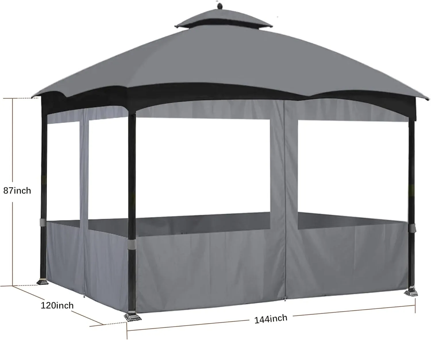 SCOCANOPY 10' x 12' Clear Window Gazebo Privacy Curtain Set for Lowe's Allen Roth 10X12 Gazebo Model #GF-12S004B-1 / GF-12S004BTO/ TPGAZ17-002,(Gray)