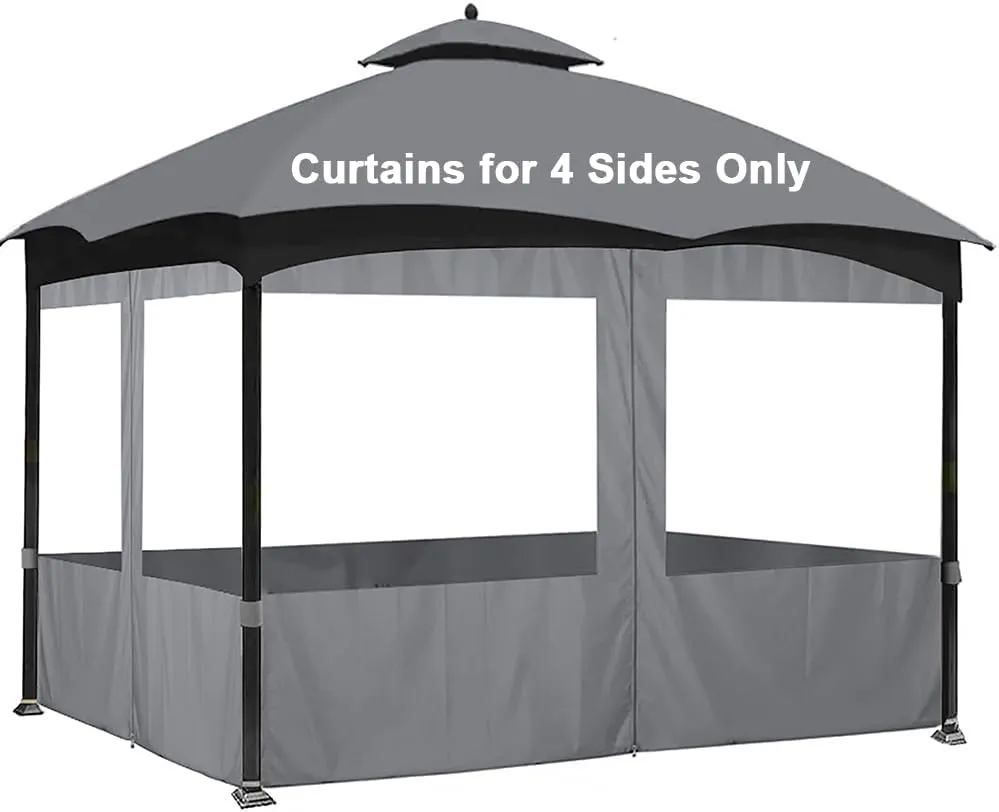 SCOCANOPY 10' x 12' Clear Window Gazebo Privacy Curtain Set for Lowe's Allen Roth 10X12 Gazebo Model #GF-12S004B-1 / GF-12S004BTO/ TPGAZ17-002,(Gray)
