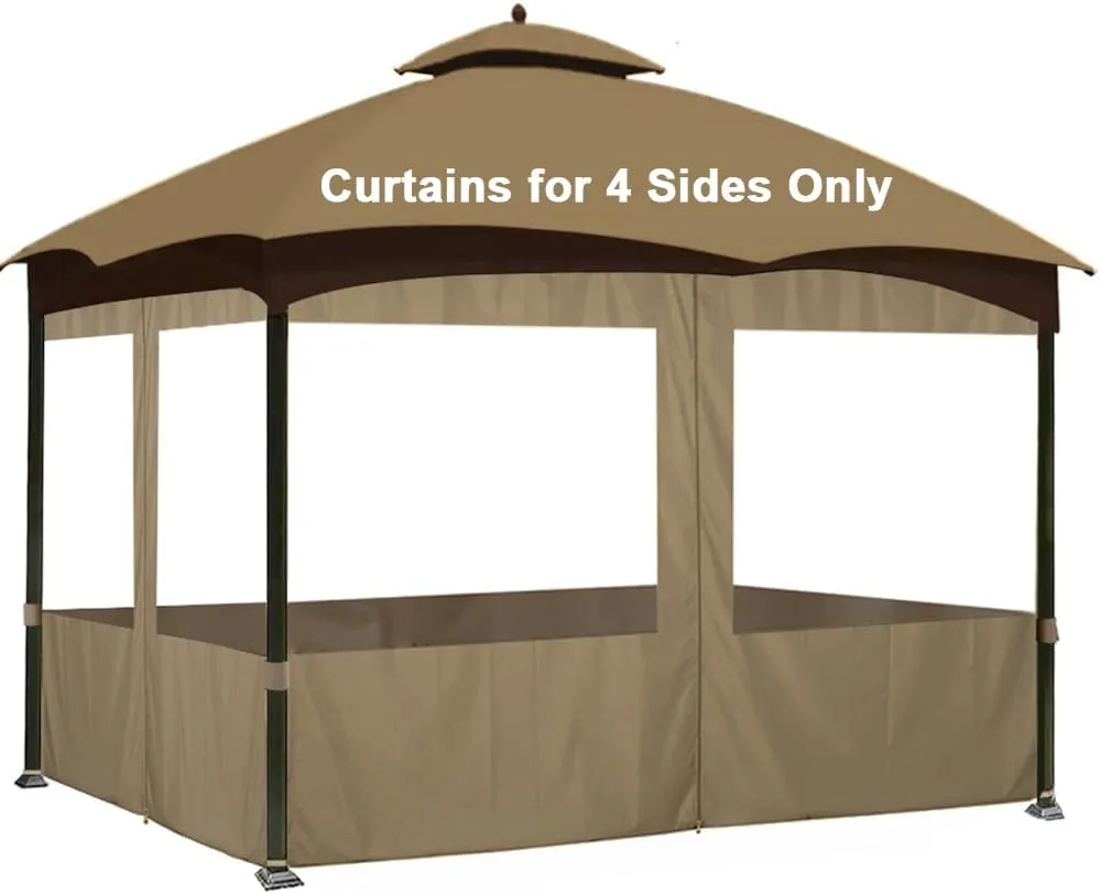 SCOCANOPY 10' x 12' Clear Window Gazebo Privacy Curtain Set for Lowe's Allen Roth 10X12 Gazebo Model #GF-12S004B-1 / GF-12S004BTO/ TPGAZ17-002,(Khaki)
