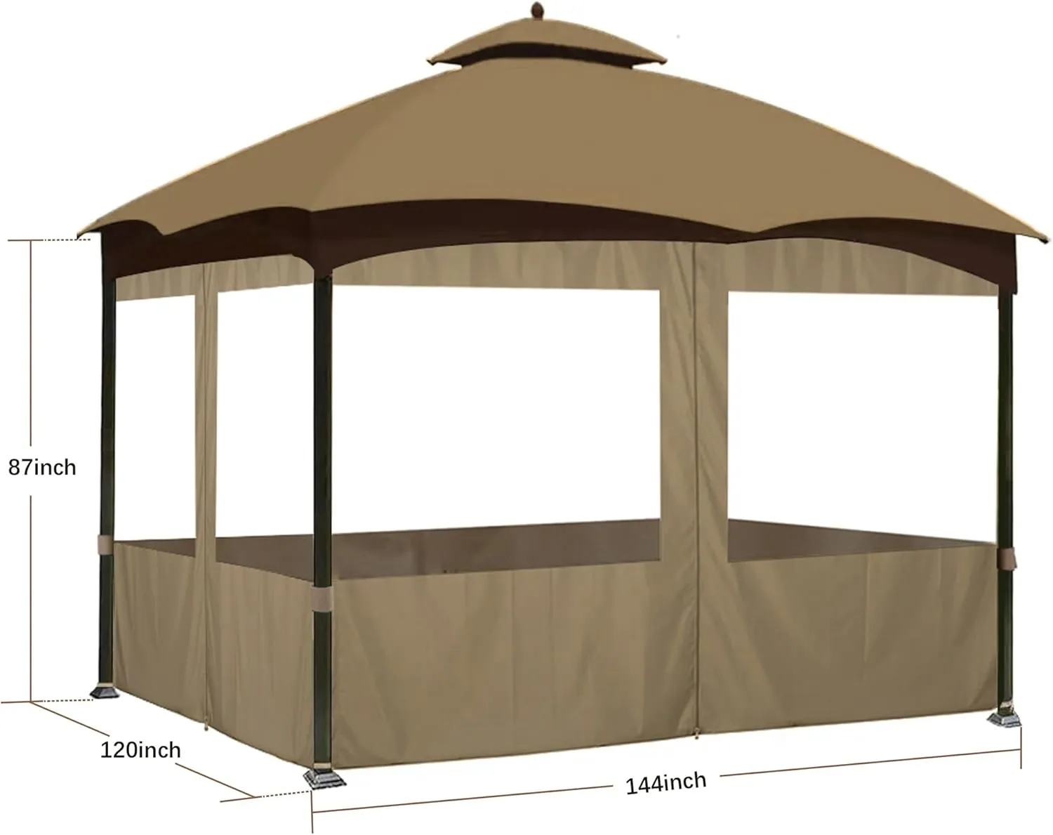 SCOCANOPY 10' x 12' Clear Window Gazebo Privacy Curtain Set for Lowe's Allen Roth 10X12 Gazebo Model #GF-12S004B-1 / GF-12S004BTO/ TPGAZ17-002,(Khaki)