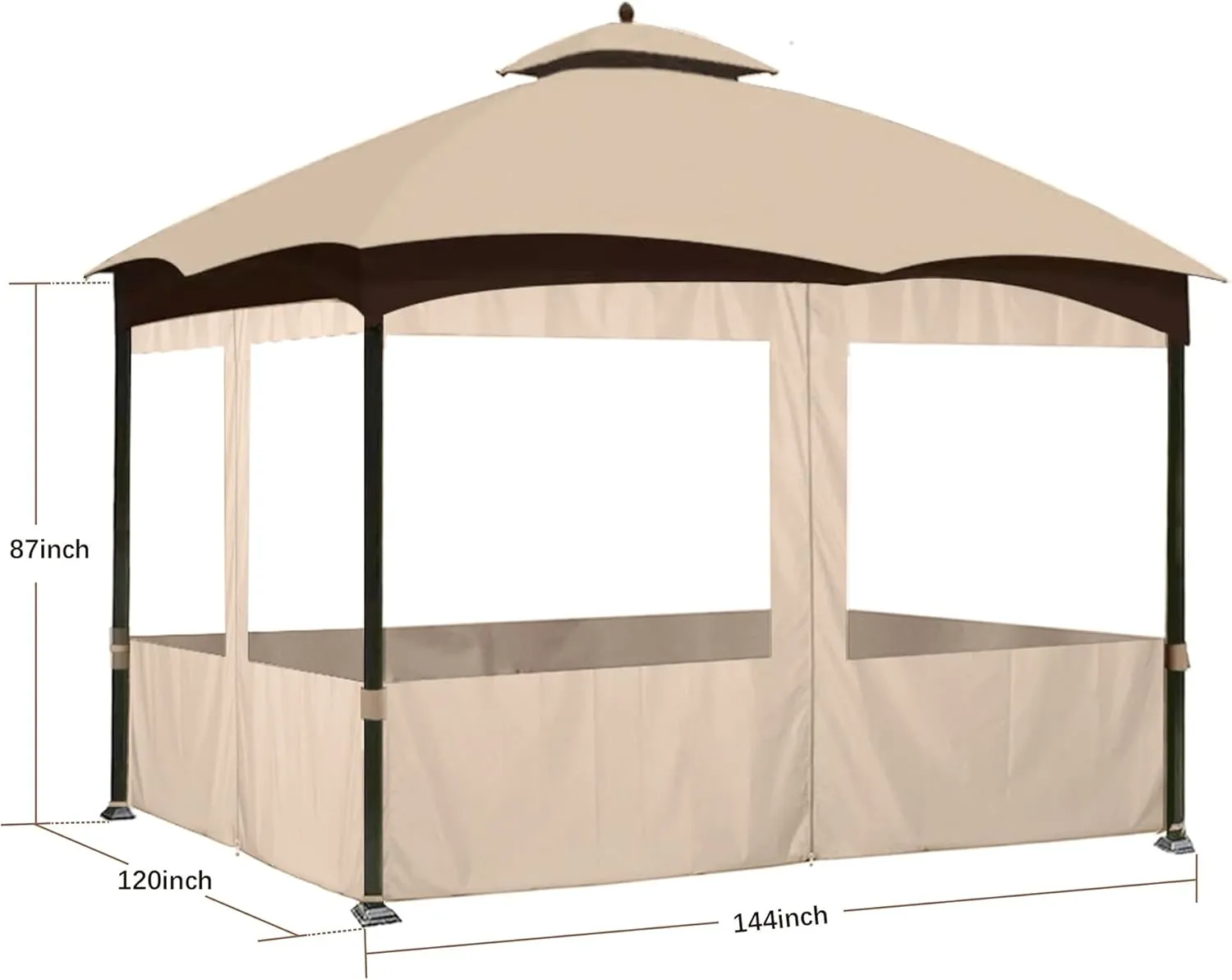 SCOCANOPY 10' x 12' Clear Window Gazebo Privacy Curtain Set for Lowe's Allen Roth 10X12 Gazebo Model #GF-12S004B-1 / GF-12S004BTO/ TPGAZ17-002,(Light Beige)