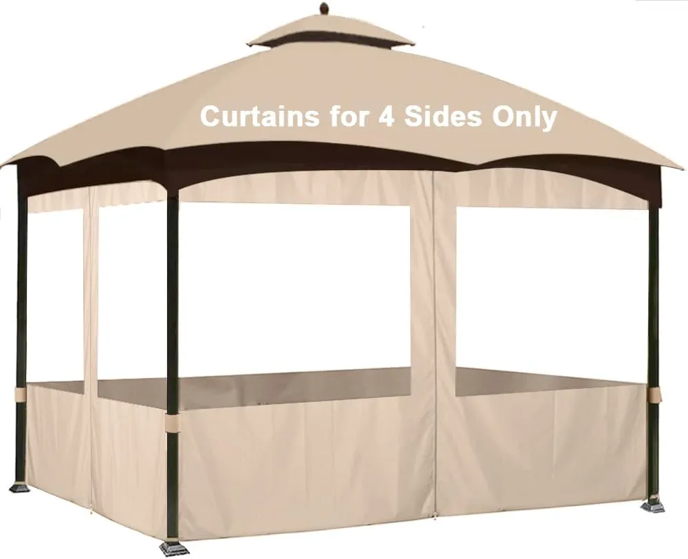 SCOCANOPY 10' x 12' Clear Window Gazebo Privacy Curtain Set for Lowe's Allen Roth 10X12 Gazebo Model #GF-12S004B-1 / GF-12S004BTO/ TPGAZ17-002,(Light Beige)