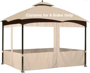 SCOCANOPY 10' x 12' Clear Window Gazebo Privacy Curtain Set for Lowe's Allen Roth 10X12 Gazebo Model #GF-12S004B-1 / GF-12S004BTO/ TPGAZ17-002,(Light Beige)