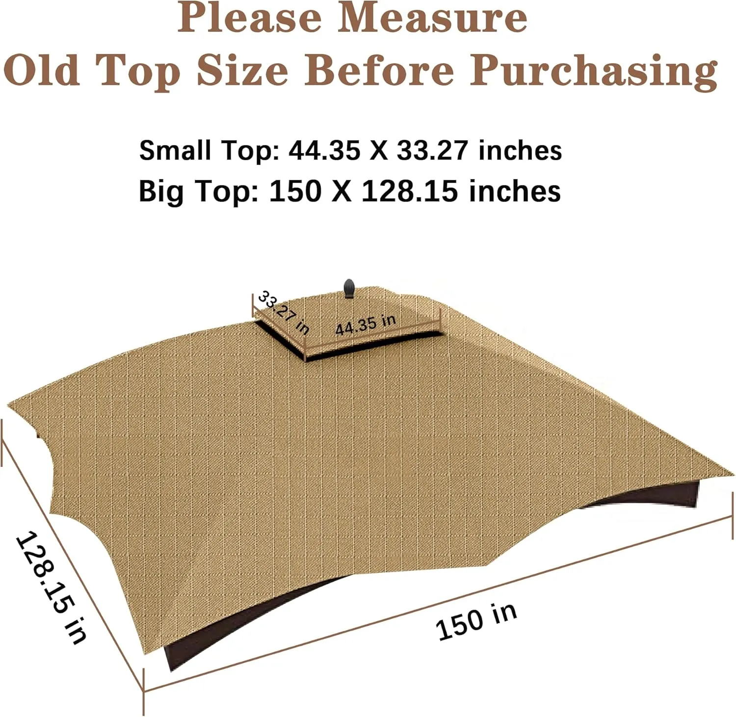 SCOCANOPY Beige Ripstop Replacement Top for Lowe's Allen Roth 10X12 Gazebo Model #GF-12S004B-1/ GF-12S004BTO