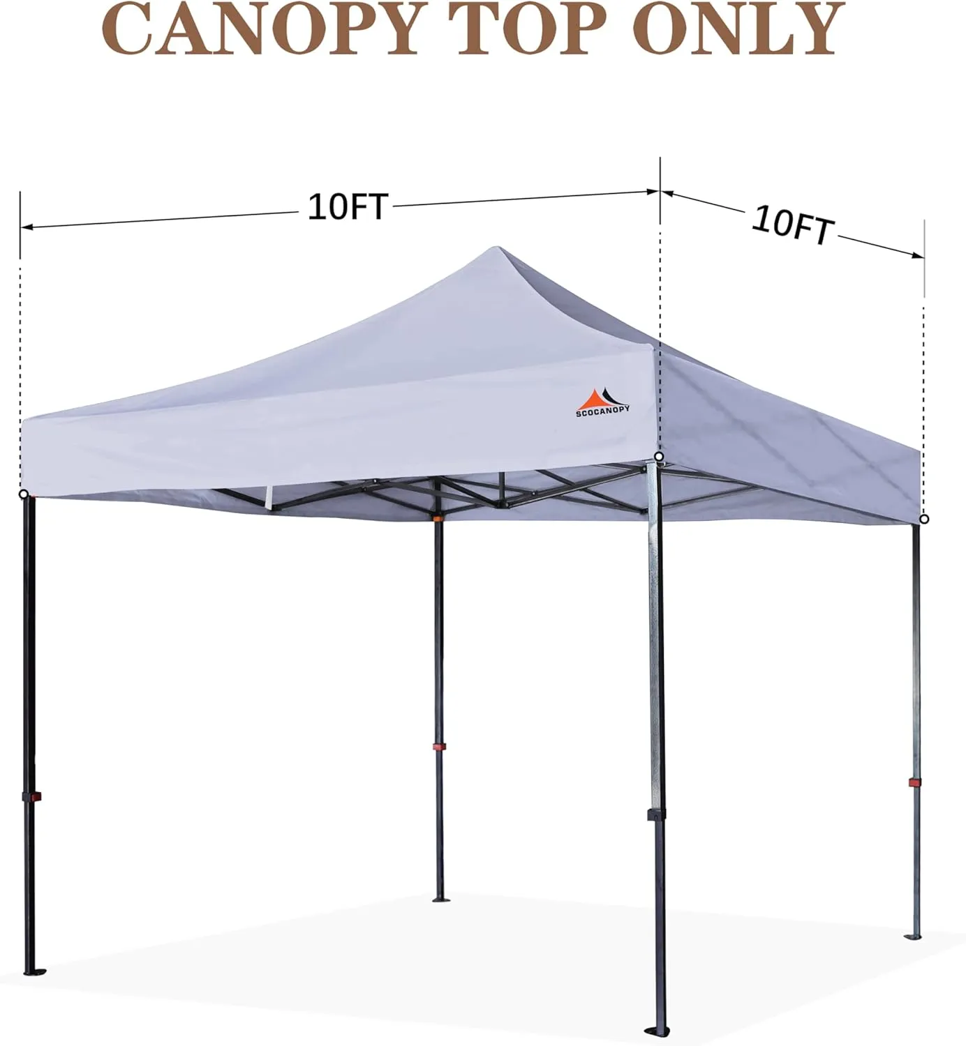 SCOCANOPY Commercial 10x10 Replacement Canopy Top, Light Grey, Waterproof, UV Protection, Fits Most Standard Canopy Frames, Includes 4 Weight Bags