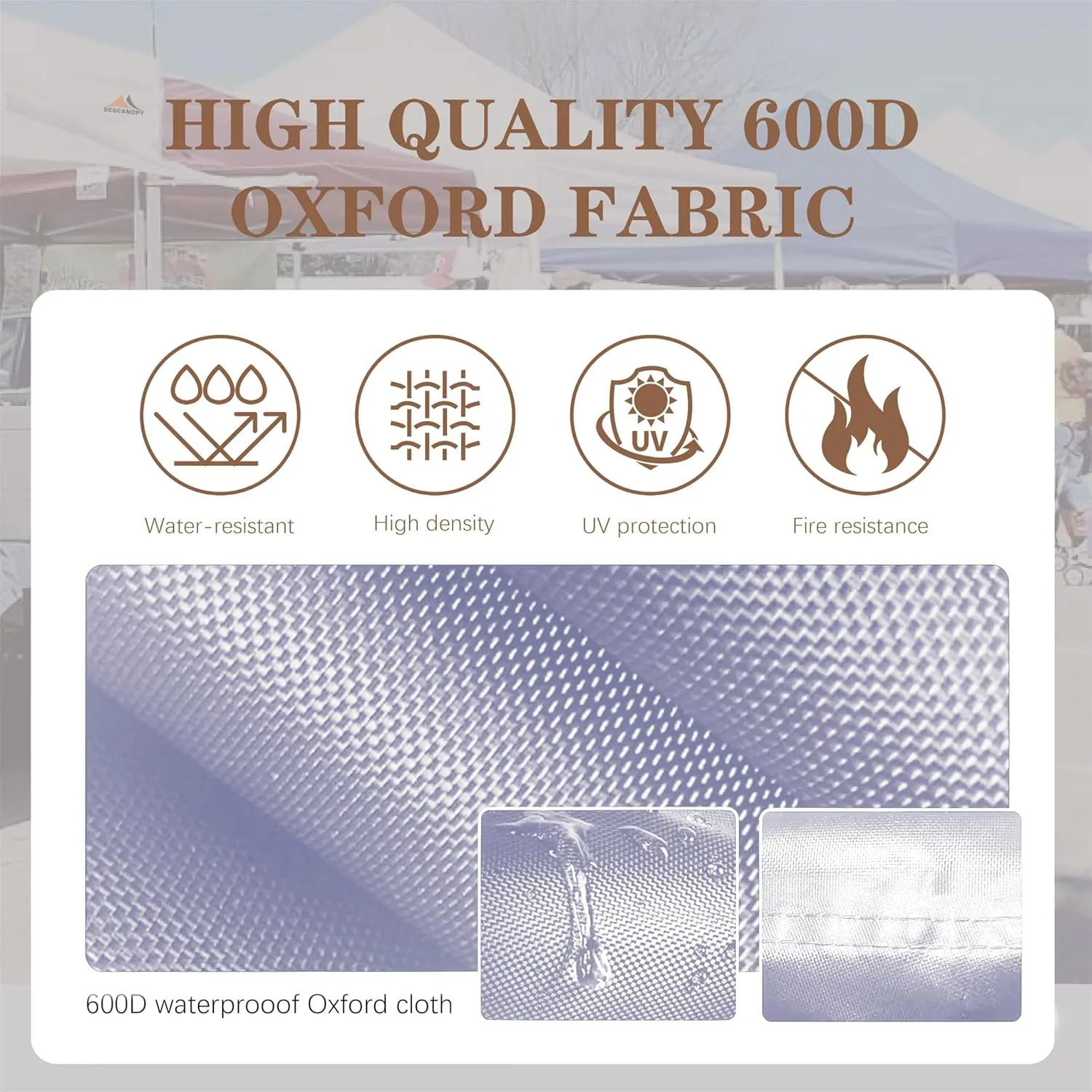SCOCANOPY Commercial 10x10 Replacement Canopy Top, Light Grey, Waterproof, UV Protection, Fits Most Standard Canopy Frames, Includes 4 Weight Bags