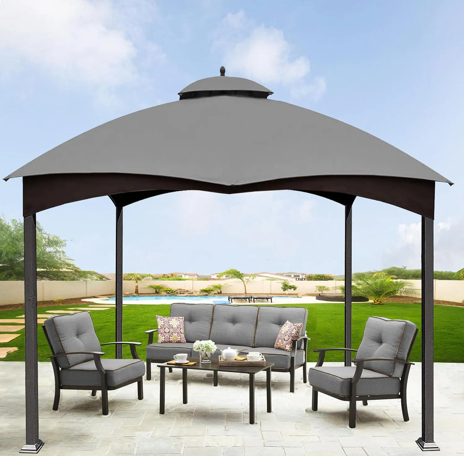SCOCANOPY Grey Replacement Top for Lowe's Allen Roth 10X12 Gazebo Model #GF-12S004B-1/#GF-12S004BTO