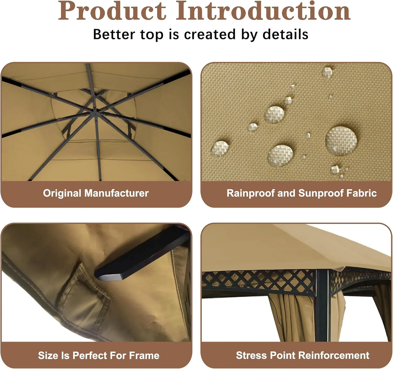 SCOCANOPY Replacement Canopy Cover for Windsor Gazebo L-GZ717PST-C, 810213583,South Hampton Gazebo L-GZ659PST A111011500 (Beige)