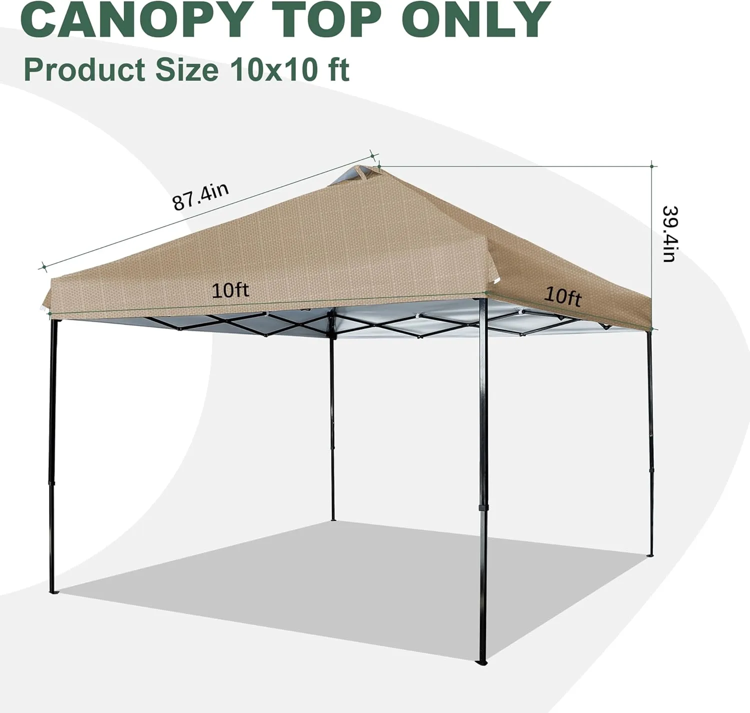 SCOCANOPY Replacement Cover with Air Vent for 10x10 Canopy Frame, Canopy Cover ONLY, (Beige Ripstop)