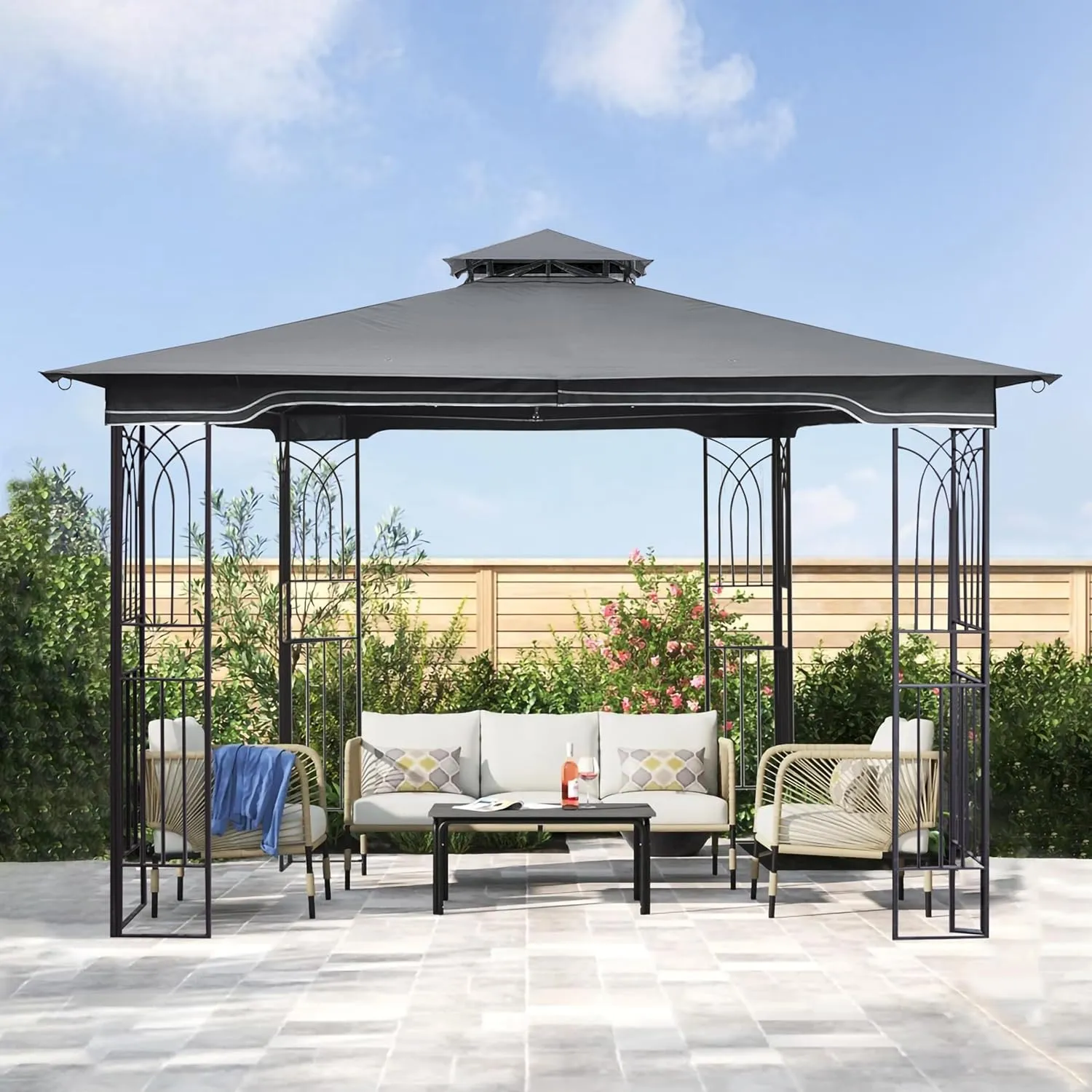 SCOCANOPY Replacement Gazebo Canopy for 10 x 12 Regency II Patio Gazebo Model L-GZ798PST,A101004104,A101004105,(Grey)