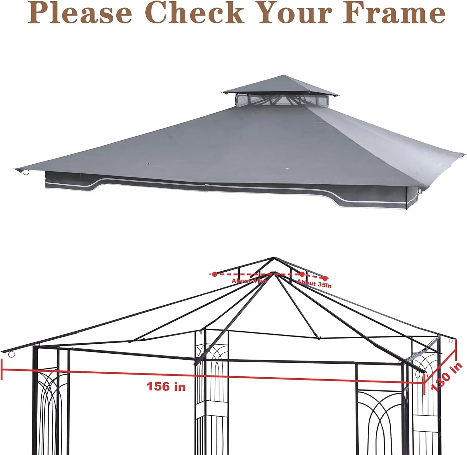 SCOCANOPY Replacement Gazebo Canopy for 10 x 12 Regency II Patio Gazebo Model L-GZ798PST,A101004104,A101004105,(Grey)