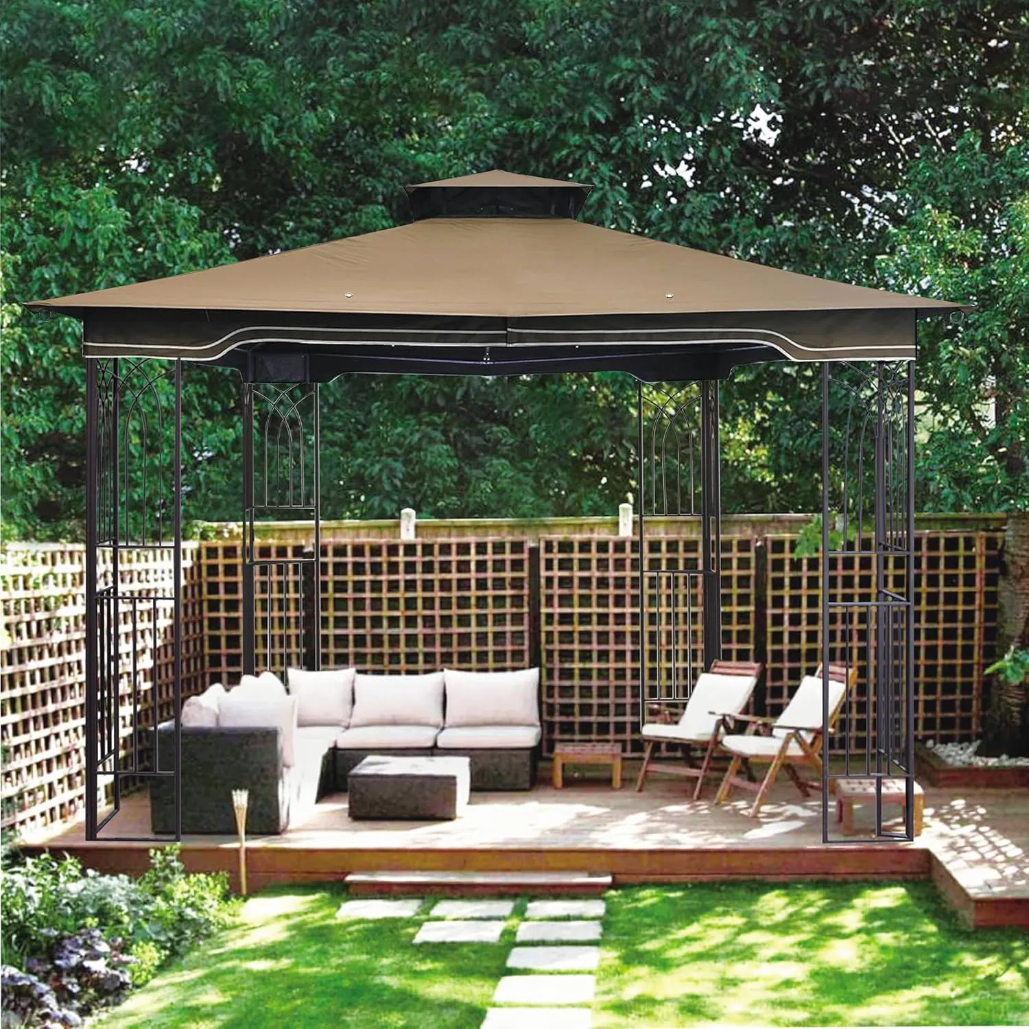 SCOCANOPY Replacement Gazebo Canopy for 10 x 12 Regency II Patio Gazebo Model L-GZ798PST,L-GZ798PST-E,A111014400,A101004104,A101004105 (Khaki)