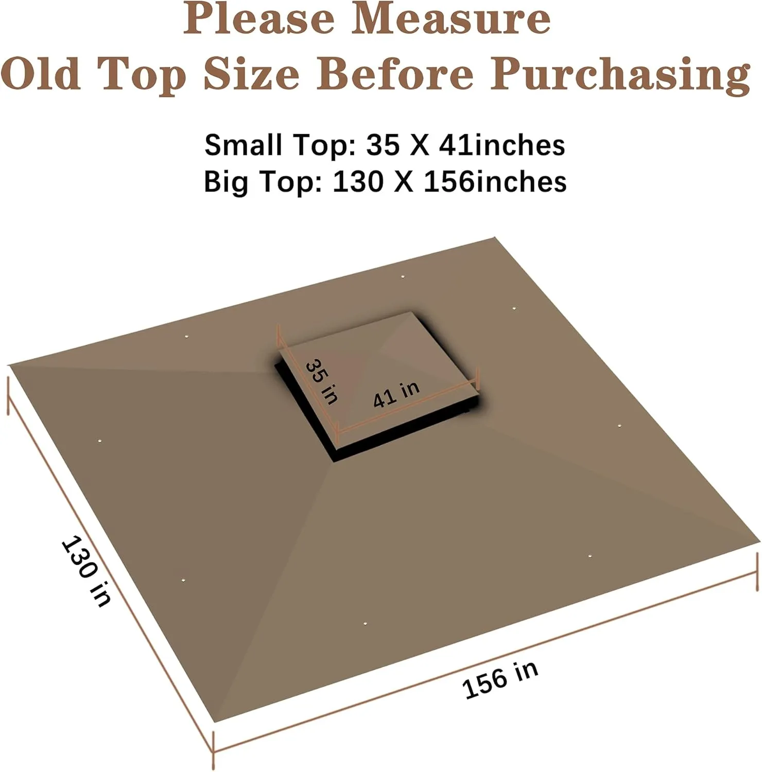 SCOCANOPY Replacement Gazebo Canopy for 10 x 12 Regency II Patio Gazebo Model L-GZ798PST,L-GZ798PST-E,A111014400,A101004104,A101004105 (Khaki)