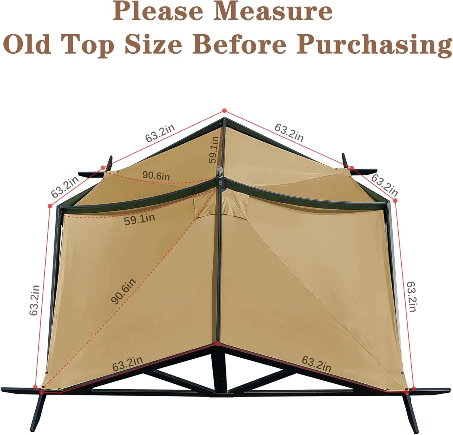 SCOCANOPY Replacement Top Fit for Lowe's Allen Roth 10X10 Ft Gazebo Model #GF-12S039B / GF-9A037X,(Khaki)