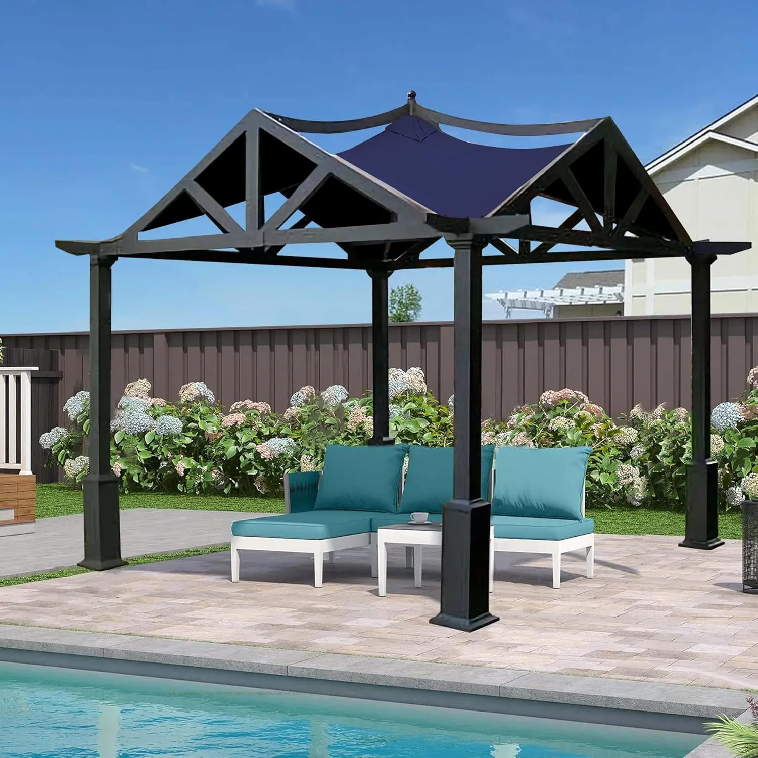 SCOCANOPY Replacement Top Fit for Lowe's Allen Roth 10X10 Ft Gazebo Model #GF-12S039B / GF-9A037X,(Navy Blue)