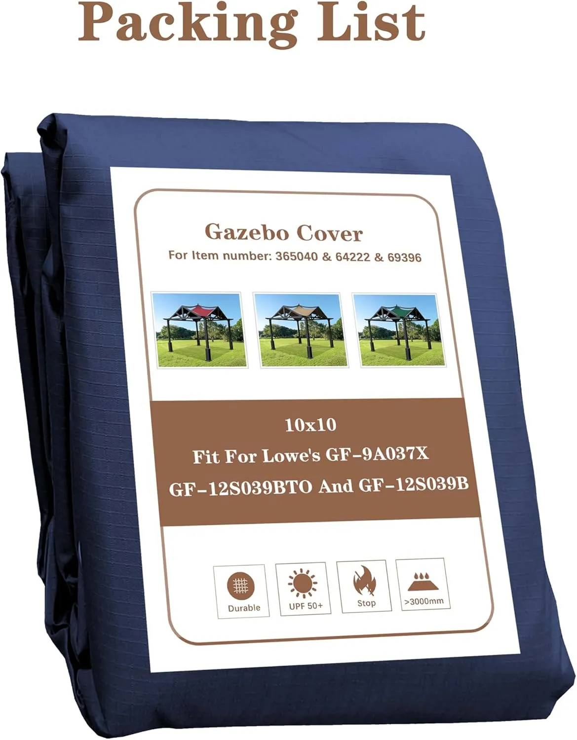 SCOCANOPY Replacement Top Fit for Lowe's Allen Roth 10X10 Ft Gazebo Model #GF-12S039B / GF-9A037X,(Navy Blue)