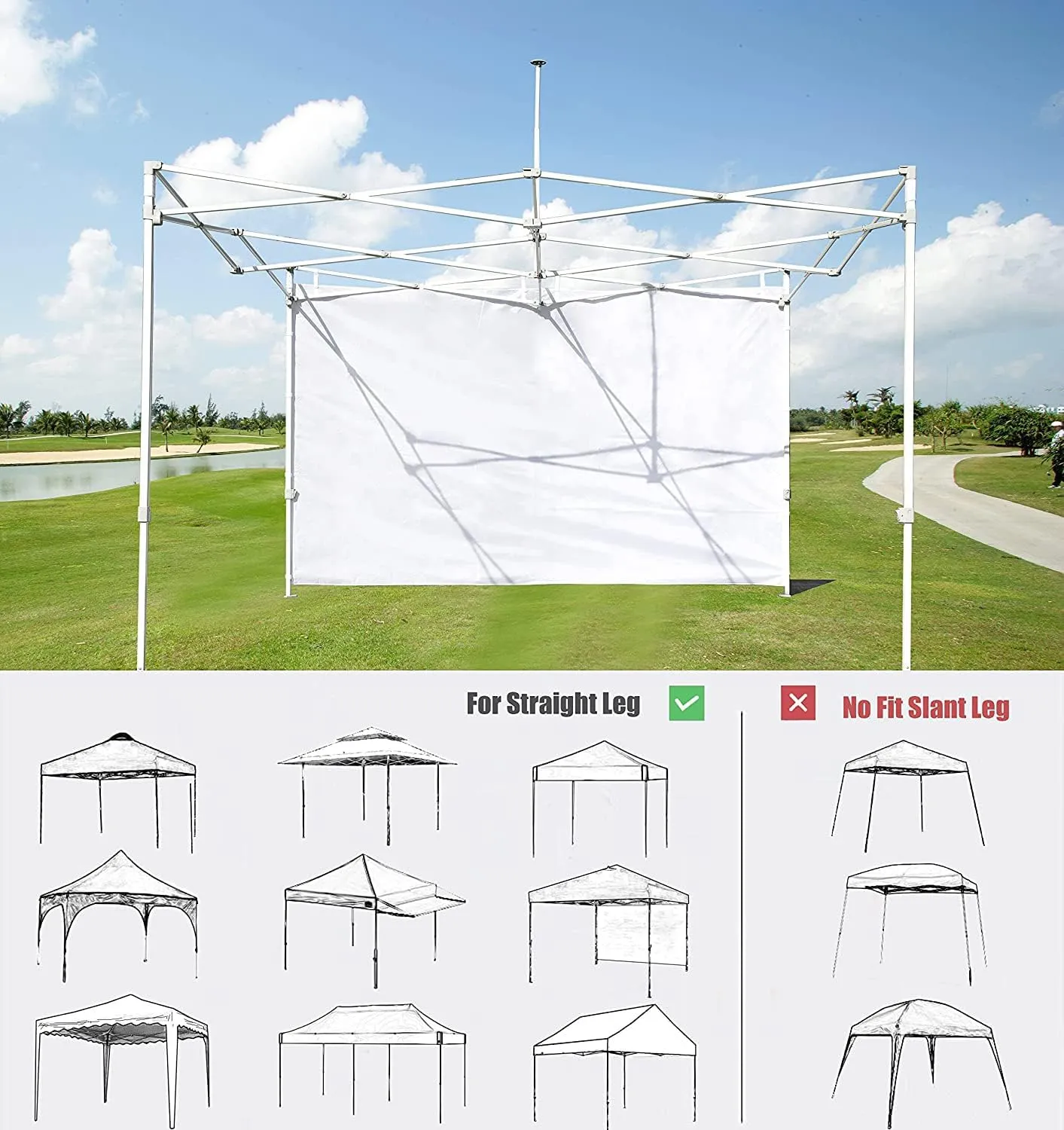 SCOCANOPY Sidewalls for 10x10 Canopy Frame, 3 Pack SunWalls Only,White