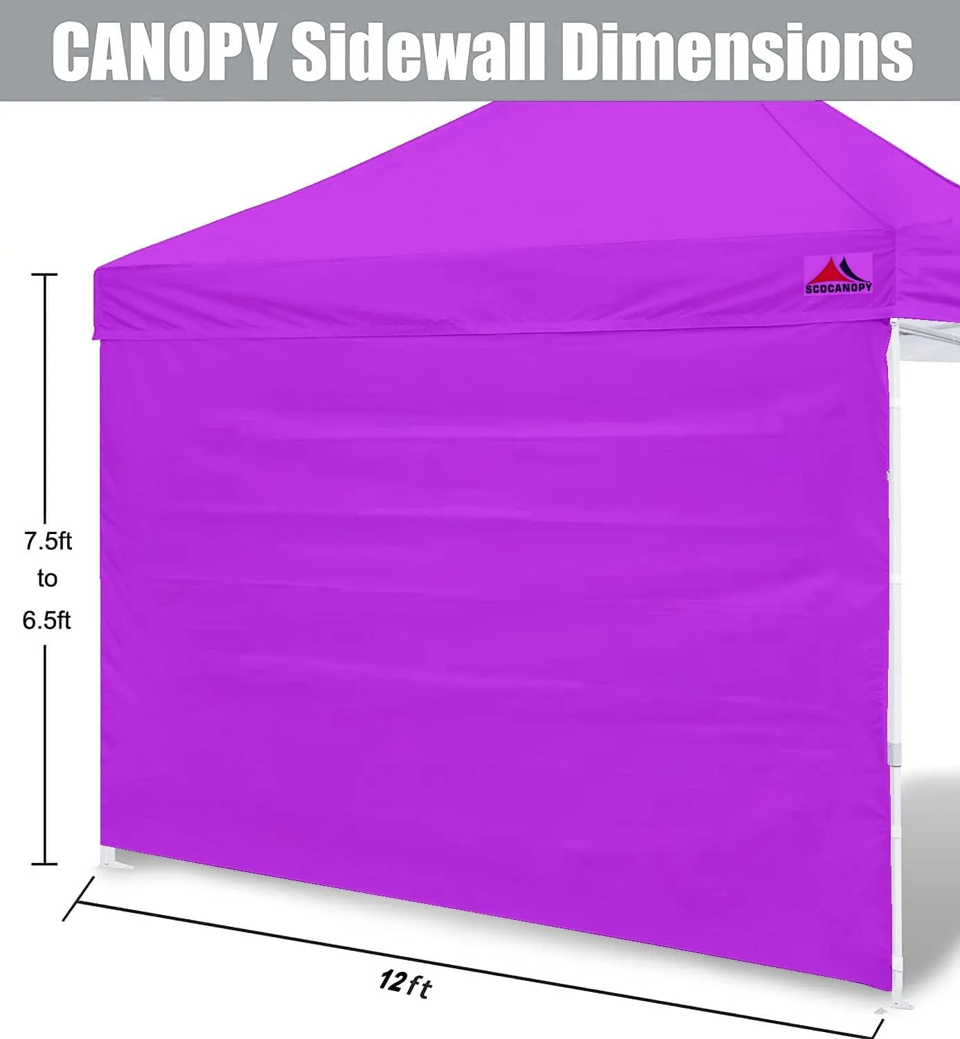 SCOCANOPY SunWall for 12x12 Pop Up Canopy Frame, 3 Pack SideWall Only (Purple)