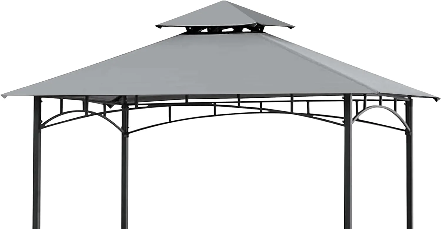 SCOCANOPY Upgraded Ripstop Fabric Replacement Canopy Grill BBQ Gazebo Roof Top for Gazebo Model L-GZ238PST-11 Only,(Gray Ripstop)