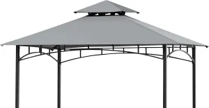 SCOCANOPY Upgraded Ripstop Fabric Replacement Canopy Grill BBQ Gazebo Roof Top for Gazebo Model L-GZ238PST-11 Only,(Gray Ripstop)