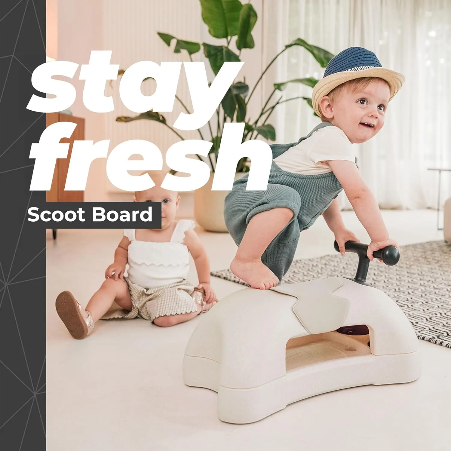 Scoot & Ride My First 3 in 1 Baby Walker, Ride On, & Scooter Board with Storage, Sand