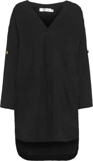 Seafolly Women's V Neck Cover Up Dress with Roll Sleeves