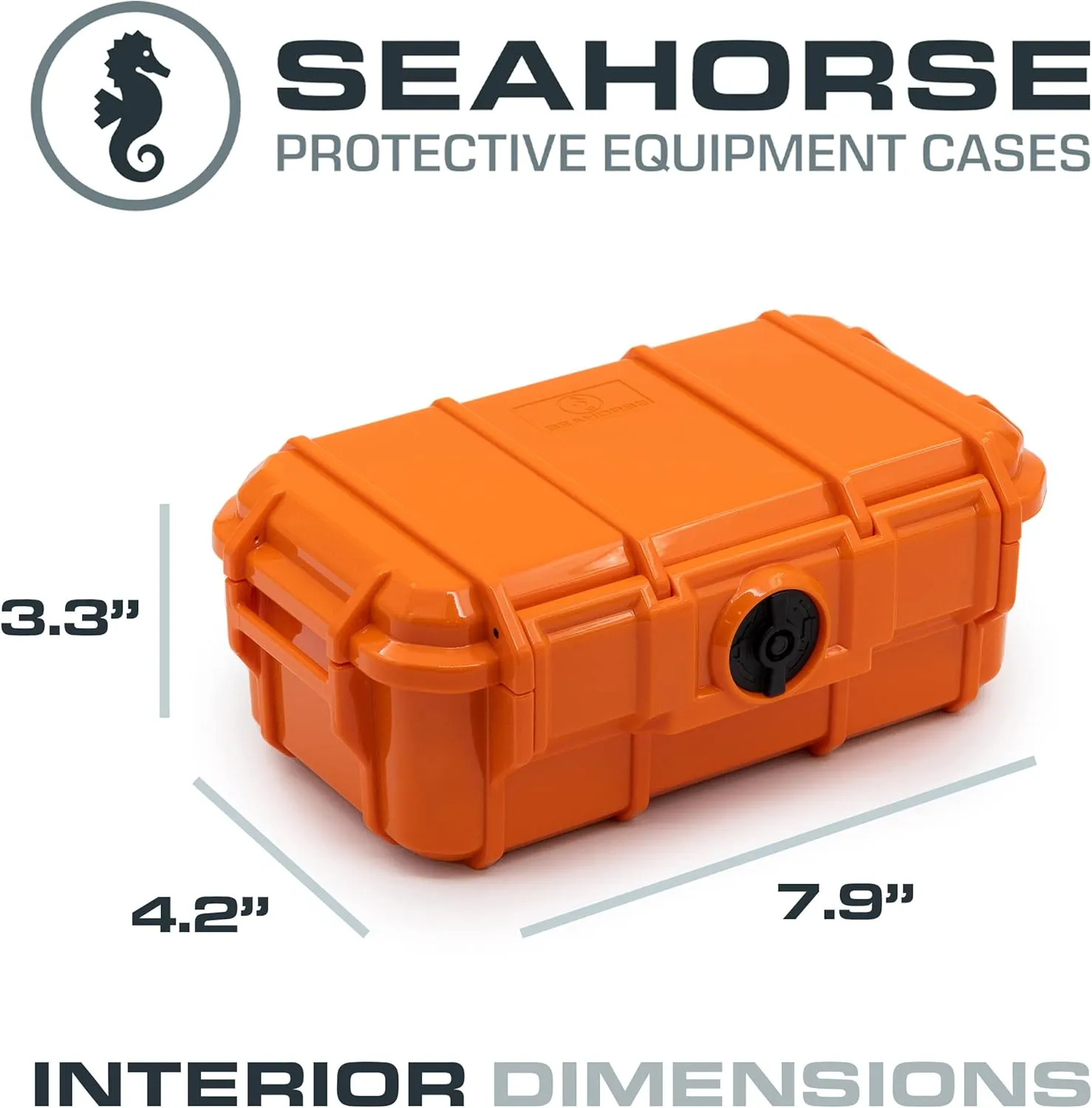 Seahorse 57 Portable Waterproof Dry Box Protective Case - Travel Safe/Mil Spec / IP67 Waterproof/USA Made - for Cameras, Action Cams, Ammunition, Rifle Ammo, Marine (Orange) (SE57OR)