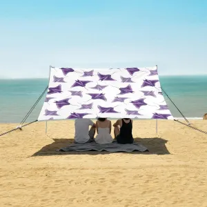 Seamless with Manta Ray Beach Canopy Tent Anti-UV & Wind Resistant, Camping Sun Shelter Easy Setup Portable,Outdoor Shade Tents with Sandbags,Sand Shovels,Ground Pegs & Stability Poles