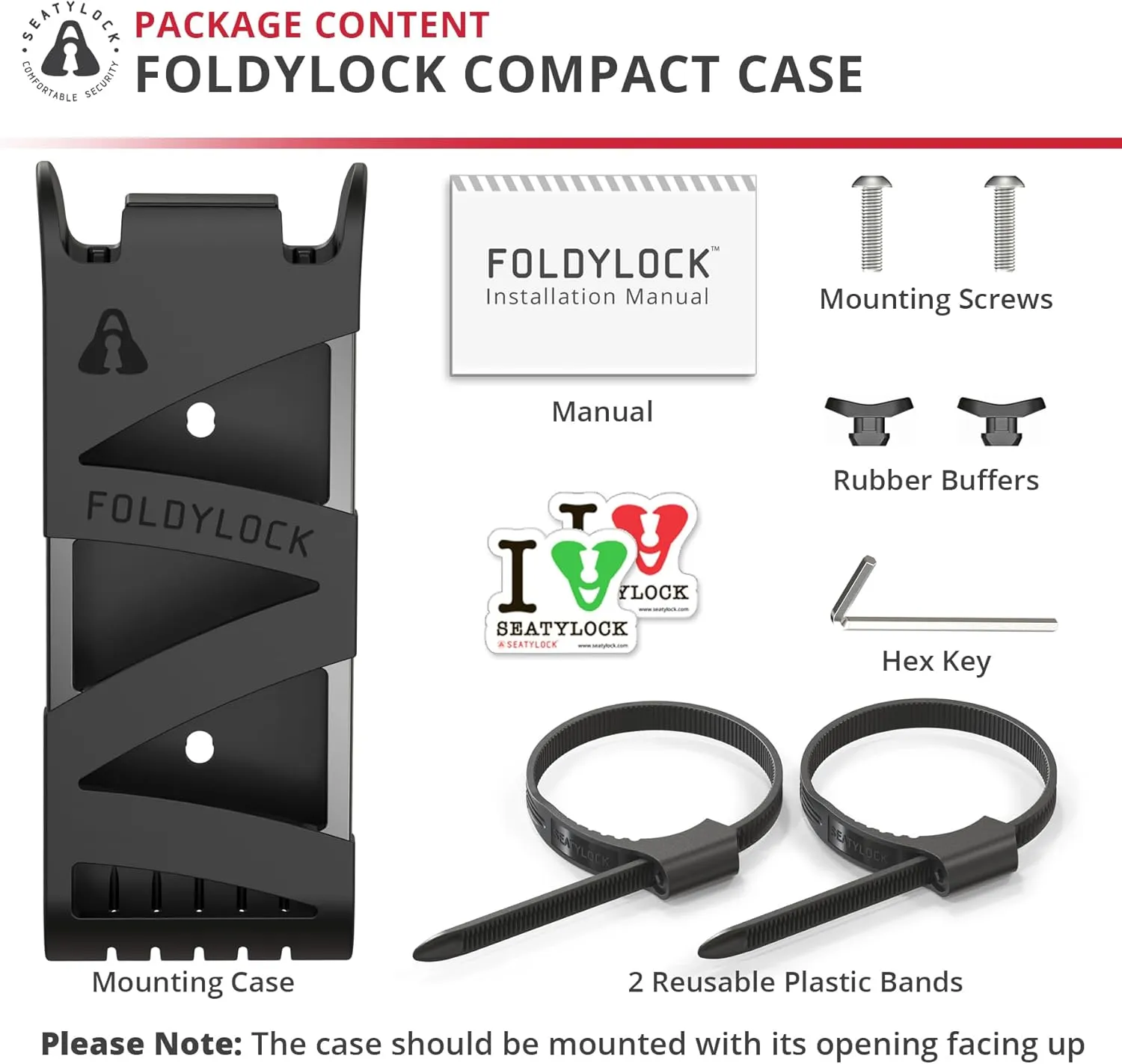 Seatylock FoldyLock Compact Bike Lock Mount Carrying Case - Ultra Lightweight Mounting Bracket Case for FoldyLock Compact Folding Bike Locks - Portable Secure Bicycle Attachment Accessory