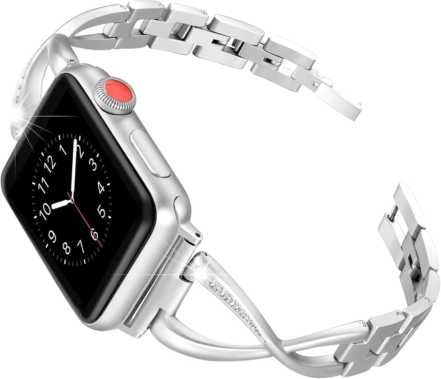Secbolt Bands Compatible with Apple Watch Band 38mm 40mm 41mm 42mm 44mm 45mm 46mm 49mm Iwatch SE Series 10/9/8/7/6/5/4/3/2/1 Women Dressy Jewelry Stainless Steel Accessories Wristband Strap