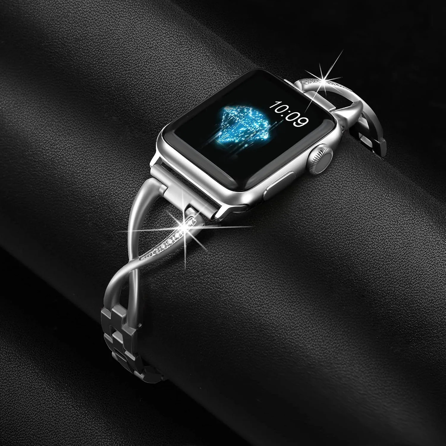 Secbolt Bands Compatible with Apple Watch Band 38mm 40mm 41mm 42mm 44mm 45mm 46mm 49mm Iwatch SE Series 10/9/8/7/6/5/4/3/2/1 Women Dressy Jewelry Stainless Steel Accessories Wristband Strap