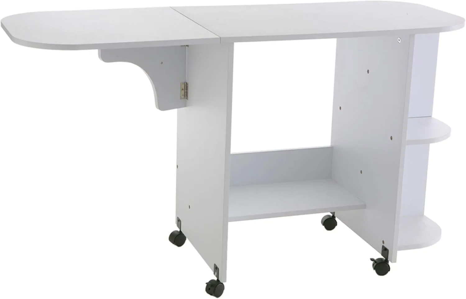 SEI Furniture Eaton Expandable Rolling Craft Station Sewing Table, White