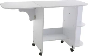 SEI Furniture Eaton Expandable Rolling Craft Station Sewing Table, White
