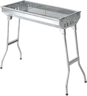 Seleq Folding Stainless Steel Charcoal Grill BBQ Outdoor Camping 29" x 13"