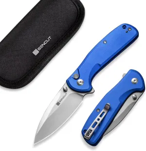 SENCUT ArcBlast Button Lock Knife for EDC, Folding Pocket knife with Aircraft-grade Aluminum Handle and 2.98" 9Cr18MoV Blade, Outdoor Gift for Men and Women S22043B-3 (Blue)