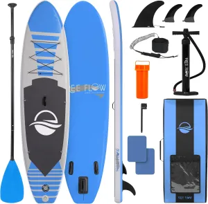 SereneLife Inflatable Stand Up Paddle Board with Premium SUP Accessories – Wide Stable Design with Non-Slip EVA Deck Pad for Adults and Youth of All Skill Levels, 350 lbs Capacity