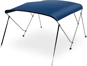 SereneLife Waterproof Boat Bimini Top Cover-67-72'W 3 Bow Bimini Top Canvas Sun Shade Boat Canopy 1' Double Wall Alu Frame Tube,2 Straps 2 Rear Support Poles,Storage Boot-SLBT3NAV672(Navy Blue)