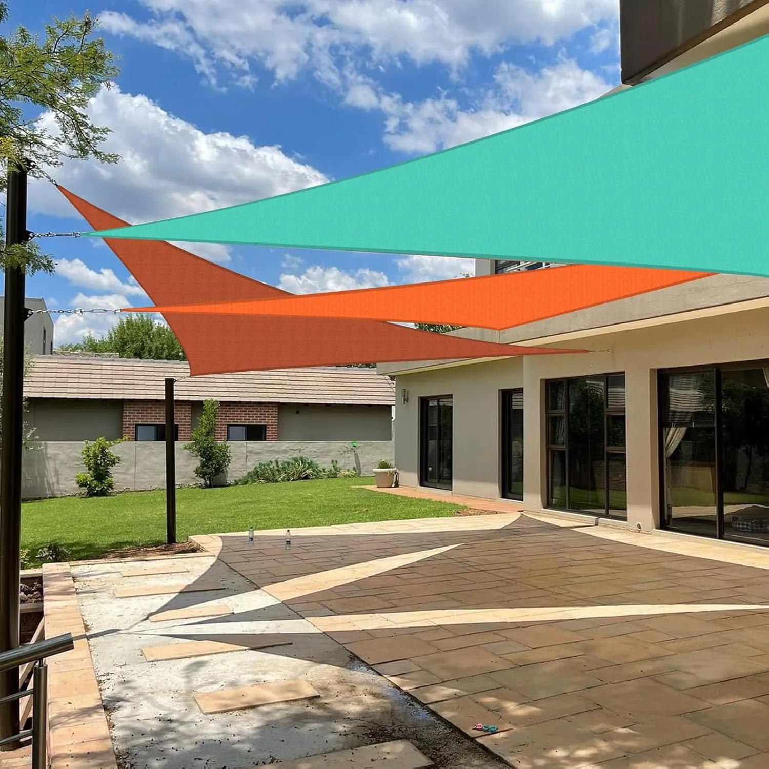 Shade Sail Waterproof Sun Canopy Triangle 6'5''x 6'5''x 6'5'' Shade Sails UV Block for Patio Backyard Lawn Yard in Color Rust Red
