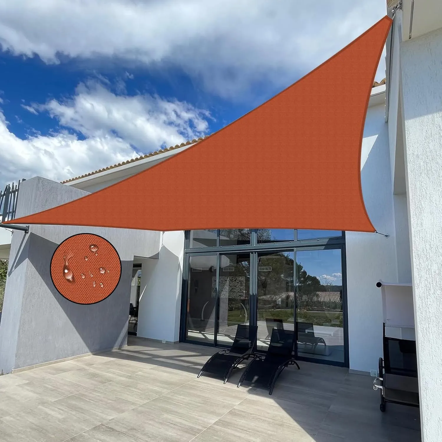Shade Sail Waterproof Sun Canopy Triangle 6'5''x 6'5''x 6'5'' Shade Sails UV Block for Patio Backyard Lawn Yard in Color Rust Red