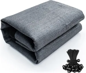 Shatex 90% Sun Shades for Patios 10x 10 ft Shade Fabric Sun Shade Cloth Taped Edge with Grommets Sun-Block Mesh Shade for Pergola Cover Canopy Grey, 12 Bungee Balls