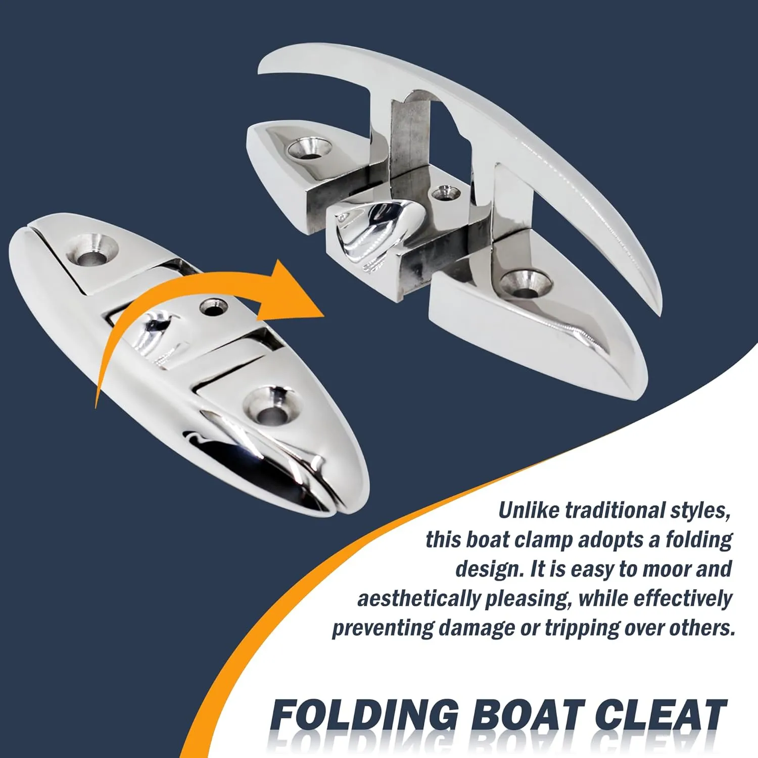 SHENGHUISS Folding Boat Cleat 316 Stainless Steel Cleat Flip Up Boat Dock Cleats (5"/6"/8")
