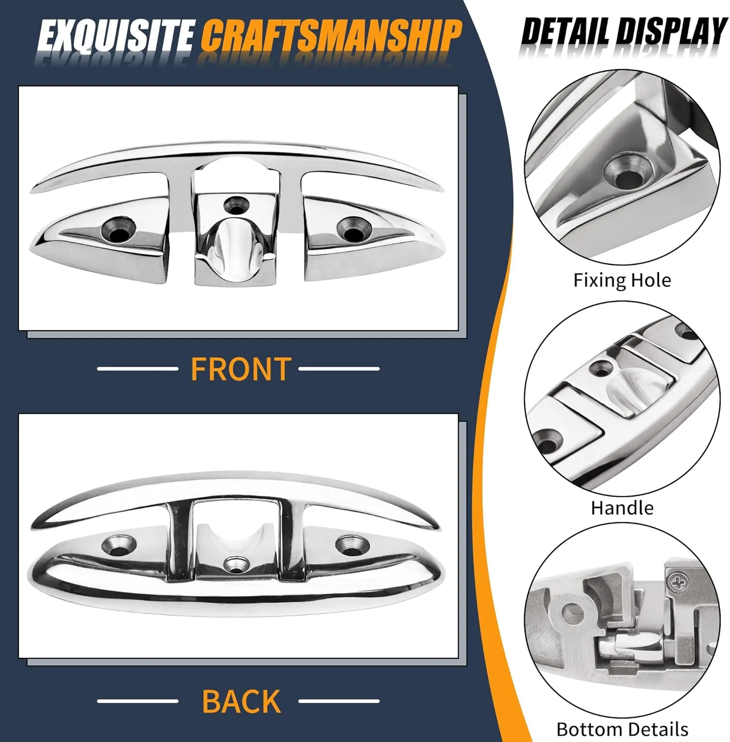 SHENGHUISS Folding Boat Cleat 316 Stainless Steel Cleat Flip Up Boat Dock Cleats (5"/6"/8")