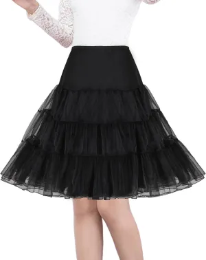 Shimaly® Women's 50s Vintage Petticoat 26" Crinoline Rockabilly Tutu Skirt Slip S-3XL