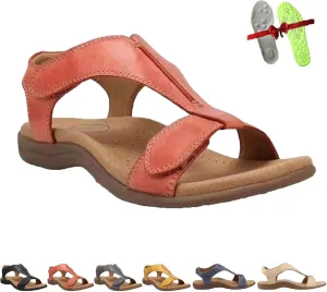 Shoeshome Comfy Orthotic Sandals, 2025 New Walking Sandals Women Arch Support, Slip-On Open Toe Leather Wedge Sandal