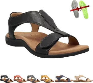 Shoeshome Comfy Orthotic Sandals, 2025 New Walking Sandals Women Arch Support, Slip-On Open Toe Leather Wedge Sandal