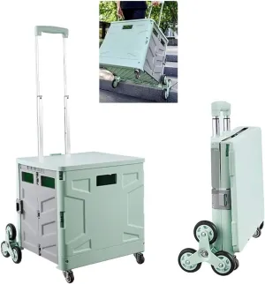 Shopping Cart Wheeled Collapsible Handcart Folding Boot Cart 8-Wheel Utility Trolley for Supermarket Groceries Storage Box (Size : 45L)