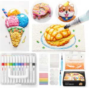 Shuttle Art 44 Pcs Magic Foam Texture Painting Kit, Including 28 Pcs Foam Texture Paper, 12 Colors Brush Tip Acrylic Paint Markers, Magical 3D Effect Texture Painting Kit