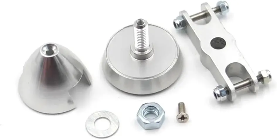 Silver Aluminum Alloy Folding Propeller Spinner Cover D28 D33 D38 D43 D48mm Shaft Diameter 3.0/3.17/4.0/5.0mm for RC Glider DIY (1PC D38 5.0mm)